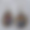 Boucles d'oreille dépareillées,argent,ovale,cabochon en verre,motif petit couple.