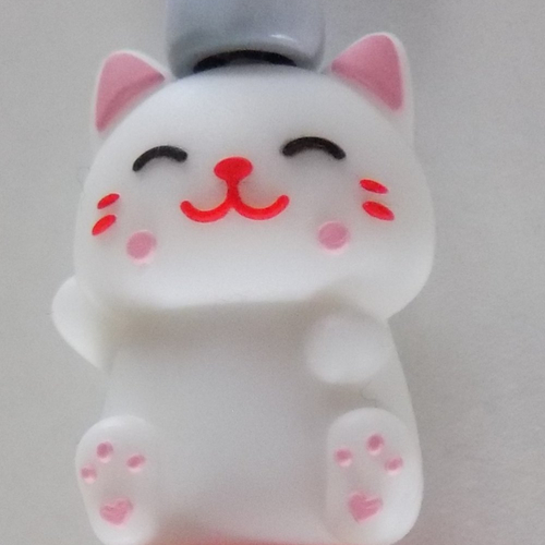 Stylo fantaisie , stylo à perles , perle silicone , motif chaton , coloris blanc/rose/noir/rouge.