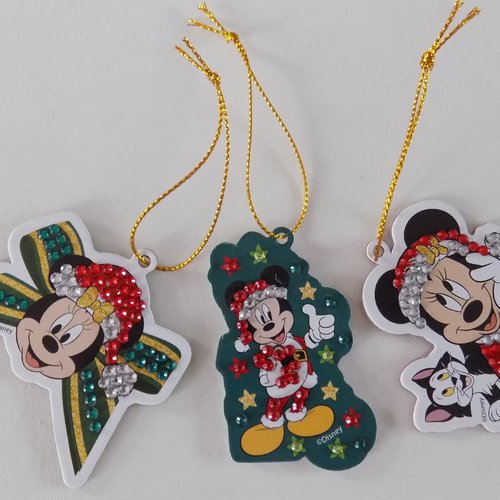 Décorations de noël à suspendre , motif mickey , minnie , 3 pièces.