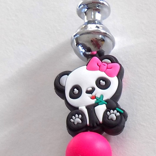 Ouvre-lettres , perle panda , perle silicone , coloris argent/noir/blanc/rose.
