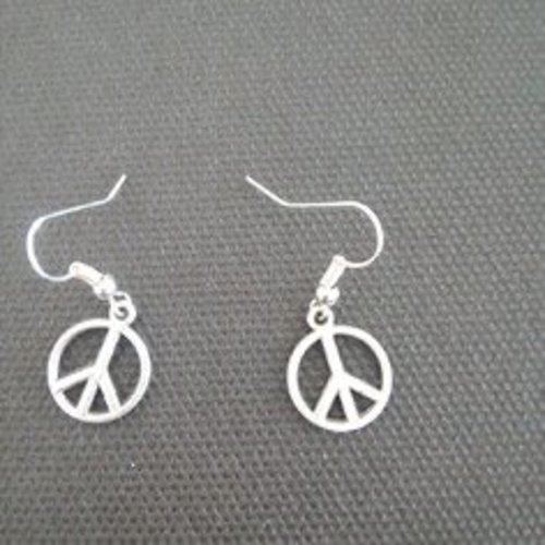 Boucles d'oreilles "peace and love"en métal argent