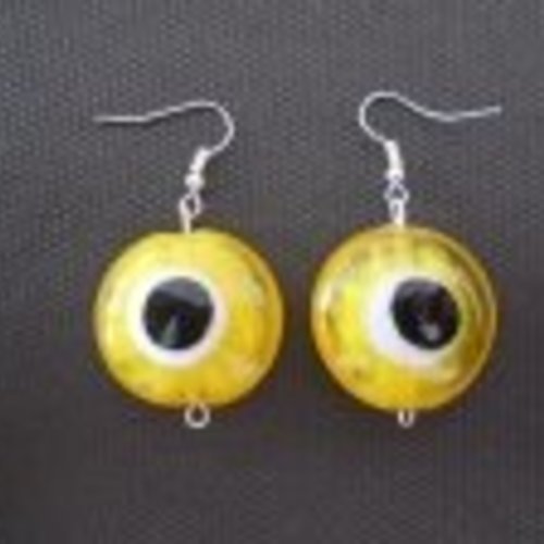 Boucles d'oreilles oeil de chat jaune