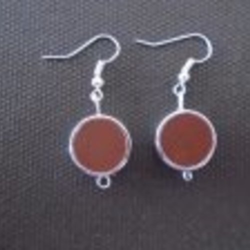 Boucles d'oreilles disques marron