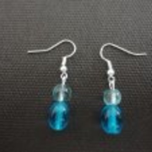Boucles d'oreilles perles bleu en plastique