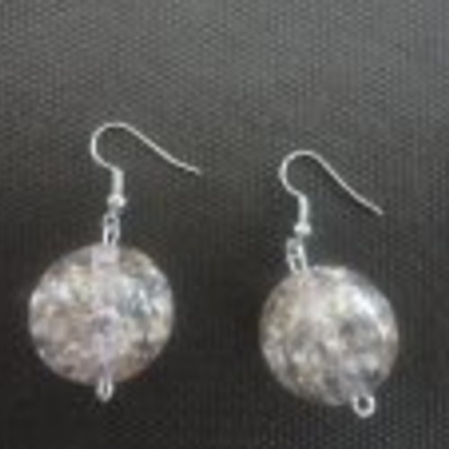 Boucles d'oreilles boule pailletée couleur parme clair