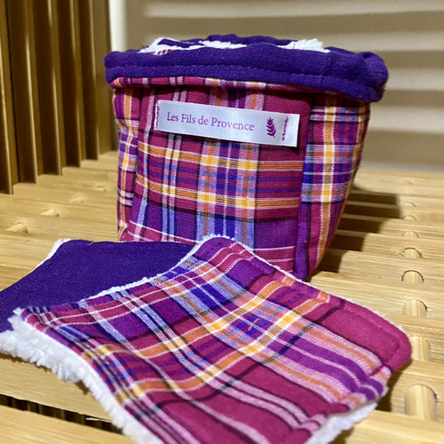 Lot cotons réutilisables carreaux