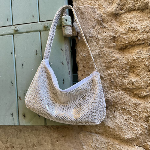Sac baguette croco white