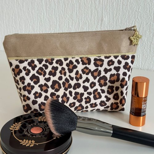 Trousse à maquillage léopard / pochette zippée