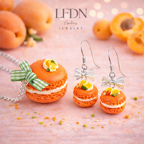 Collier macaron en fimo, boucle d'oreille macaron, bijoux gourmands