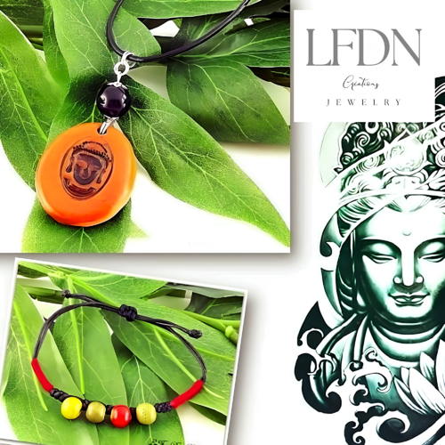 Collier en argile naturel bouddha, bracelet perles céramique, bijoux ethnique