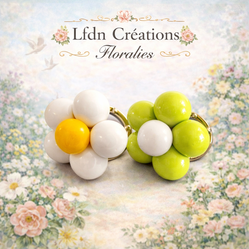Collier marguerite en fimo, bague marguerite ,bijoux fleur polymère, bijoux polymère de créateur