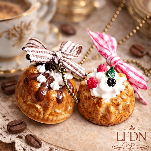 Colliers charlotte au chocolat en fimo, pendentif gâteau, bijoux gourmands