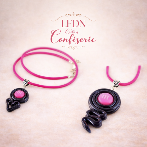 Collier réglisse en fimo, bonbon m&m's en résine, pendentif bonbon, bijoux réglisse, bijoux gourmands