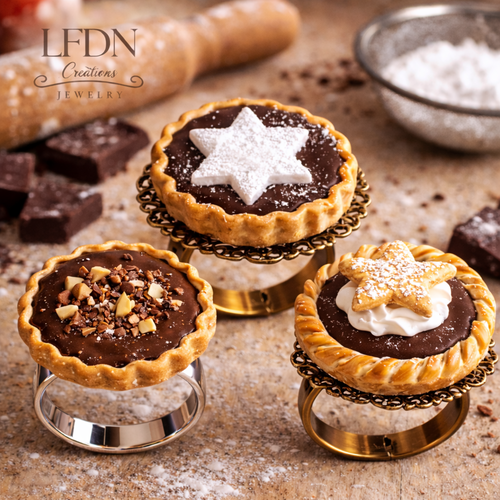 Bague tarte chocolat en fimo, bijoux tarte, bijoux gourmands