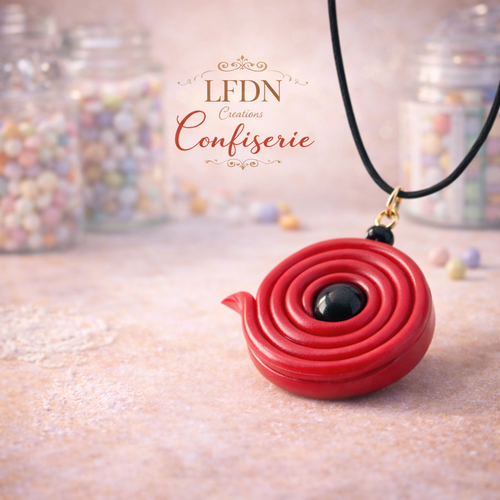 Collier réglisse en fimo, bijoux réglisse fimo, pendentif bonbon, bijoux gourmands