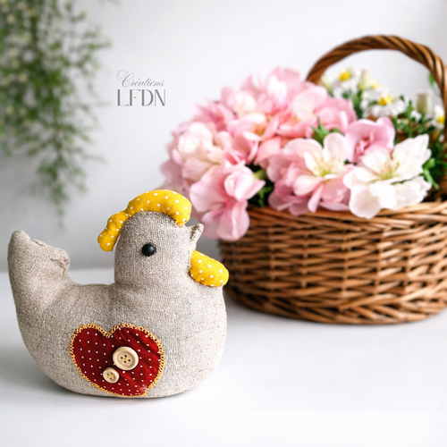 Poule en tissu, décoration poule, animaux en tissu