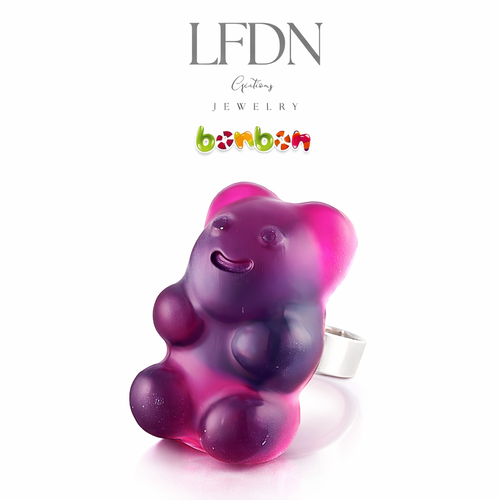 Bague ourson résine, bague bonbon, bijoux gourmands