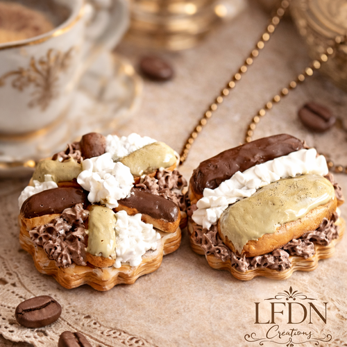 Collier gâteau en fimo, bijoux gourmands en fimo, pendentif gâteau chocolat