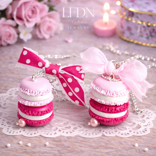Collier macaron en fimo ,bijoux macaron, pendentif gâteau, bijoux gourmands