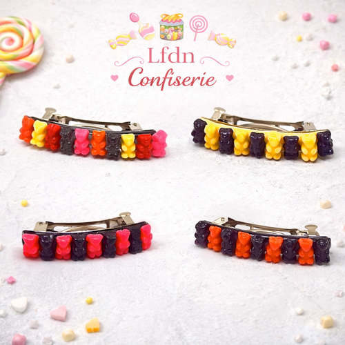 Barrette à cheveux ours en fimo, bonbon ourson en fimo, bijoux fantaisie, bijoux gourmands