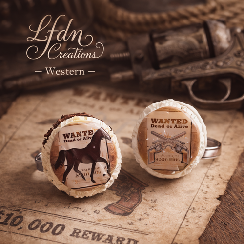 Bague macaron far west en fimo, bijoux gourmands, bijoux fantaisie western