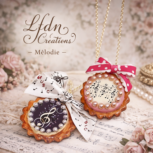 Collier biscuit note de musique en fimo, bijoux biscuits fimo, bijoux gourmands