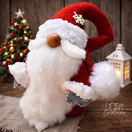 Gnome père noël, gnome de noël en tissus, lutin en feutrine, déco scandinave fait main