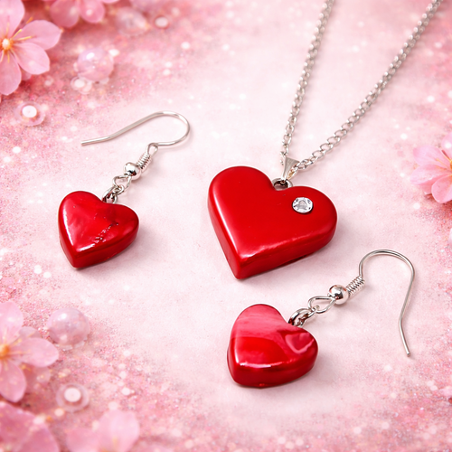 Pendentif coeur en fimo, boucles d'oreille coeur, bijoux gourmands, bijoux fantaisie