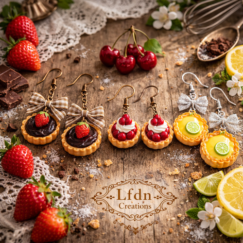 Boucles d'oreille tarte citron en fimo, bijoux tarte fruit en fimo, bijoux gourmands