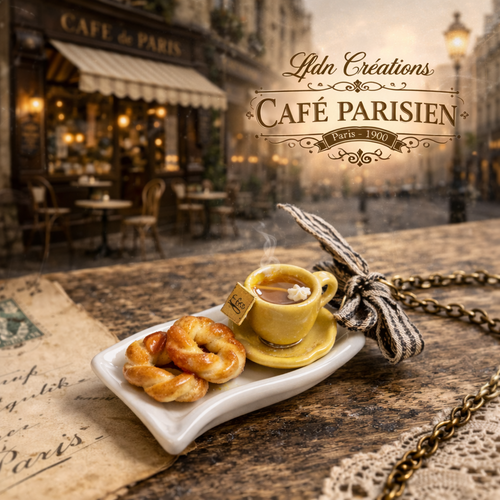 Collier assiette gourmandise fimo, collier petit déjeuner, bijoux gourmands