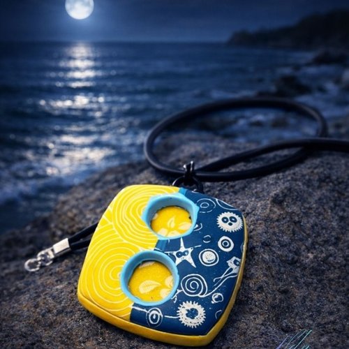 Collier "tropical beach", collier polymère tropical, bijoux marin, bijoux été plage, collier fimo été