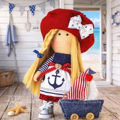 Poupée en tissu tilda fait main, poupée karmalek, poupée de décoration ooak