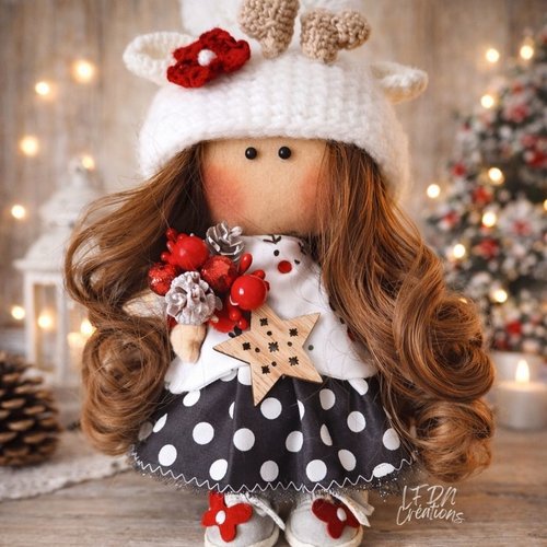 Poupée en tissu tilda fait main, poupée karmalek, poupée de décoration ooak