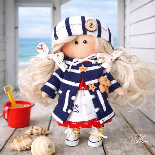 Poupée tilda en tissu fait main, poupée karmalek, création de poupée ooak