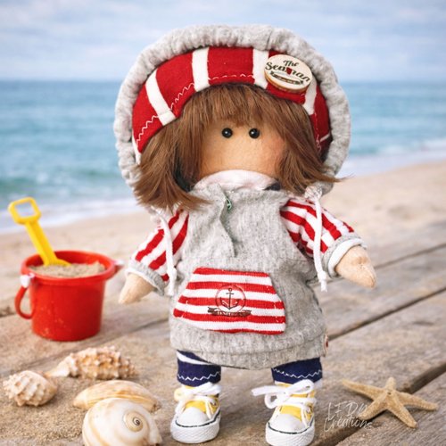 Poupée en tissu tilda fait main, poupée karmalek, création de poupée ooak