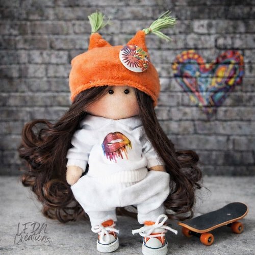 Poupée en tissu tilda fait main, poupée de chiffon, poupée karmalek, décoration chambre enfant