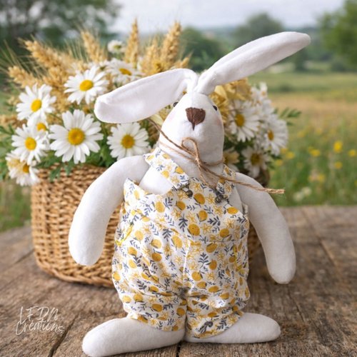 Lapin tilda en tissu fait main, création de chiffon, poupée de décoration, poupée d'intérieur