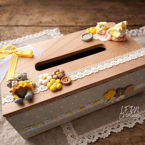 Urne de baptême bébé fille en fimo, cadeau de naissance, cadeau de baptême fait main