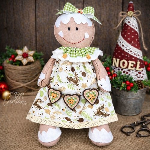 Poupée gingerbread, décoration noël gingerbread, noël fait main