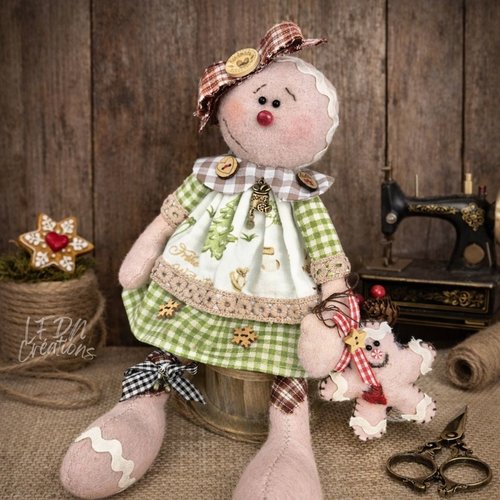 Poupée gingerbread, décoration noël gingerbread, noël fait main