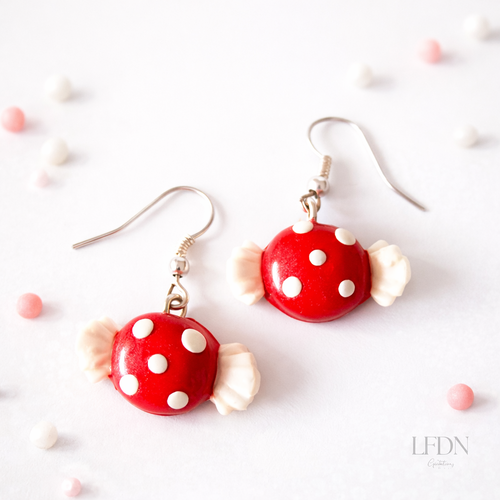 Boucles d'oreille bonbons rouges