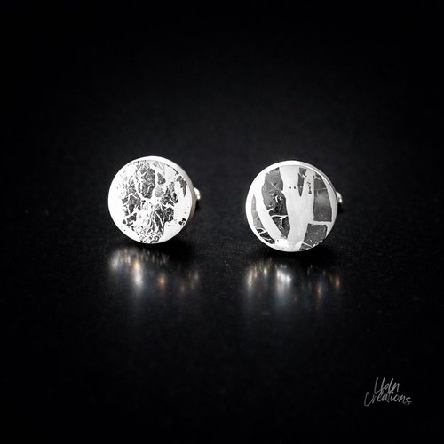 Boucles d'oreille puces polymère blanc et argent white silver