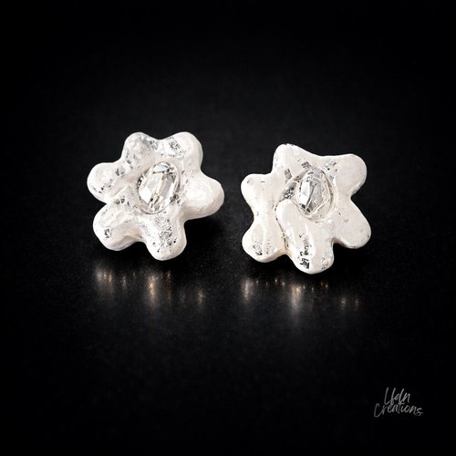 Boucles d'oreille modernes en argile polymère blanc & argent white silver