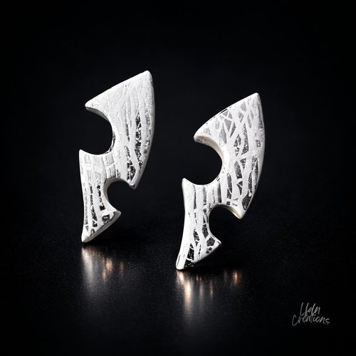 Boucles d'oreille éclairs en argile polymère blanc & argent white silver