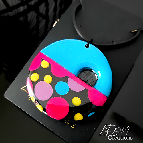 Collier ras de cou rond graphique multicolore bubble