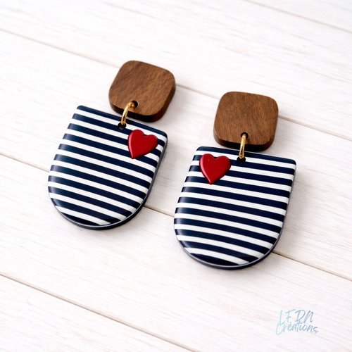 Boucles d'oreille polymère marin, boucles d'oreille été mer