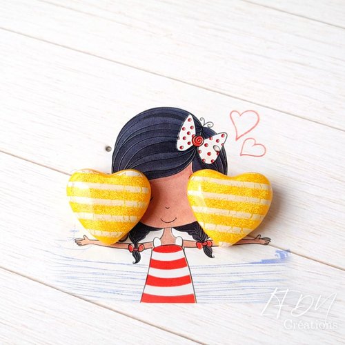 Boucles d'oreille polymère coeur marin, boucles d'oreille été mer