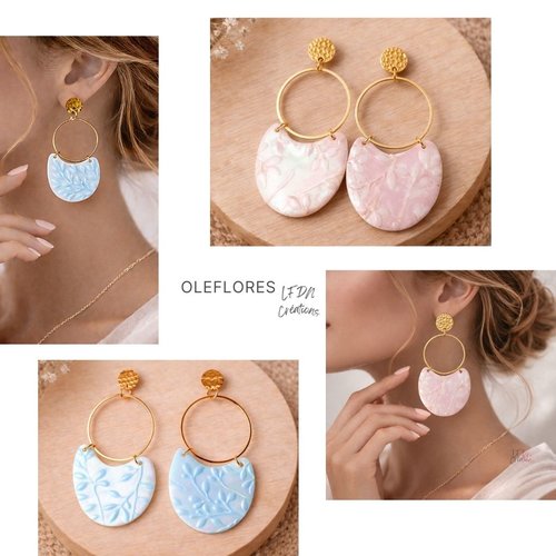 Boucles d'oreille uniques en pâte polymère collection oleflores