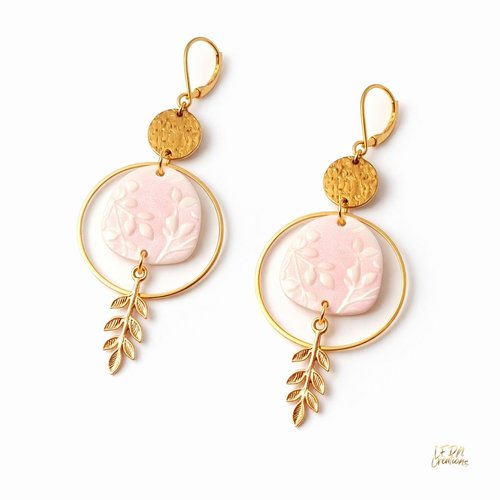 Boucle d'oreille en pâte polymère fait main collection oleflores