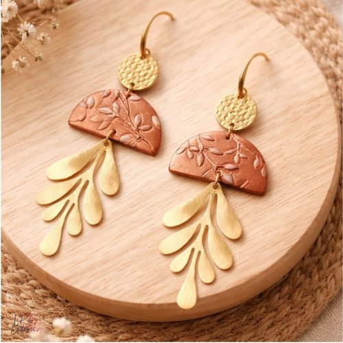 Boucles d'oreille en pâte polymère faites main collection oleflores